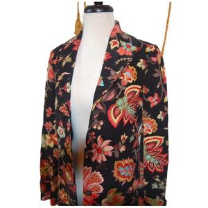 Stunning Vintage Designer Floral Embroidery Corduroy long jacket. Size 1= 6